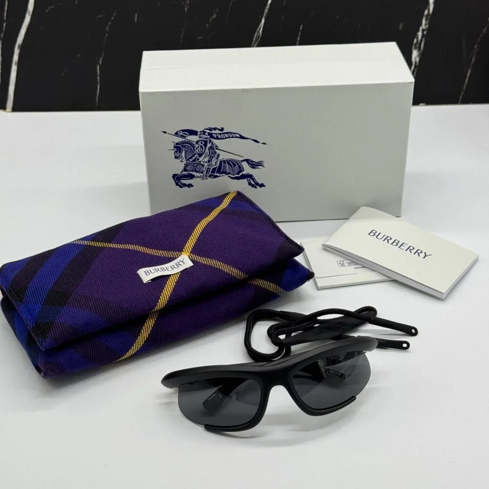NEW BURBERRY BE4462 345287 SUNGLASSES BLACK UNISEX BE4462 3452/87 FABRIC CHAIN